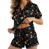 Floral short satin pajamas for women