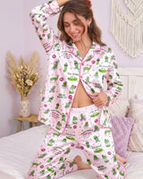 Pickle long satin pajamas for women