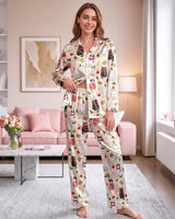 Cat satin pajamas for women - L