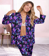 Weed long satin pajamas for women