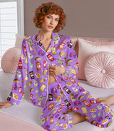Taco Fast-Food-Inspired long satin pajamas for women