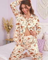 Graphic Pop Culture-Inspired long satin pajamas for women