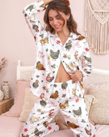 Chicken satin pajamas for women - XL