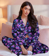 Weed long satin pajamas for women