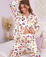 Taco Fast-Food-Inspired long satin pajamas for women