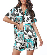 Highland Cow women's satin pajama set