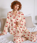 Cherry satin pajama set view 7