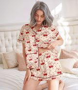 Cherry satin pajama set view 5