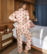 Cherry satin pajama set view 4