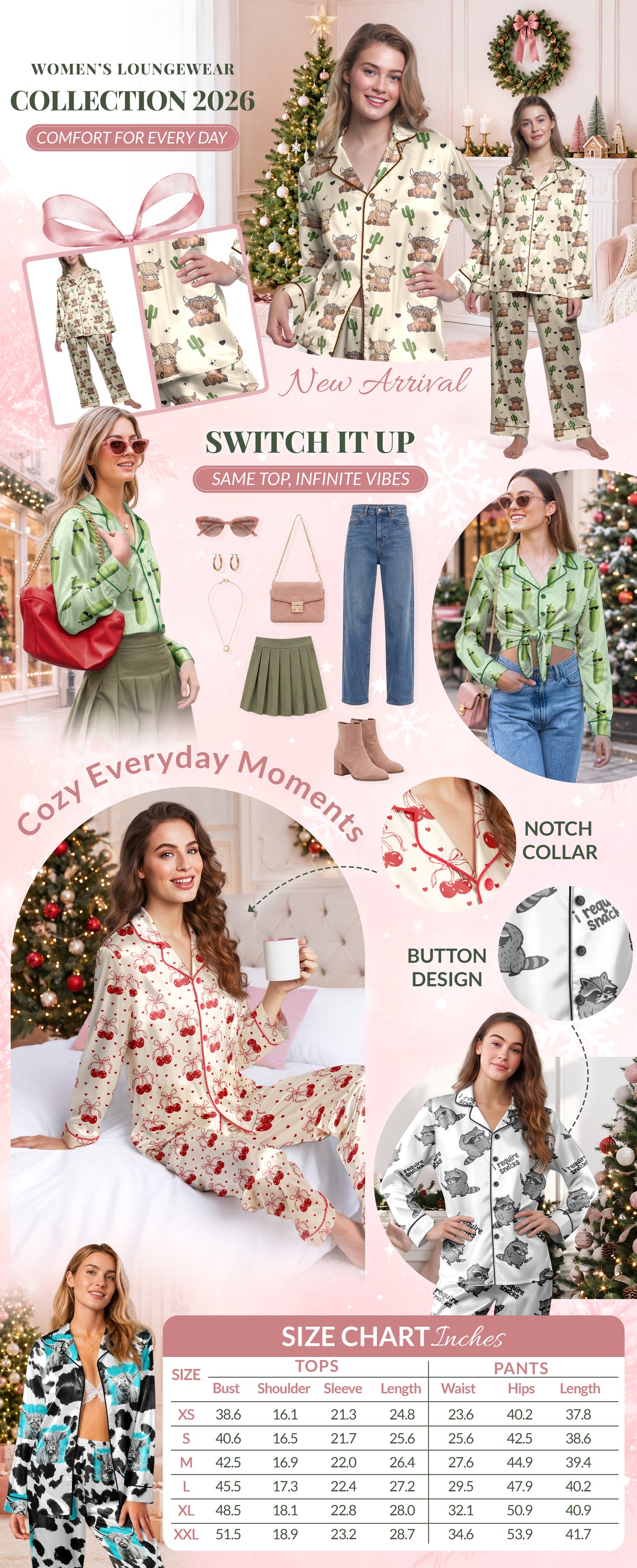 Bee Satin Pajamas for Women – Long Sleeve Pajama Set