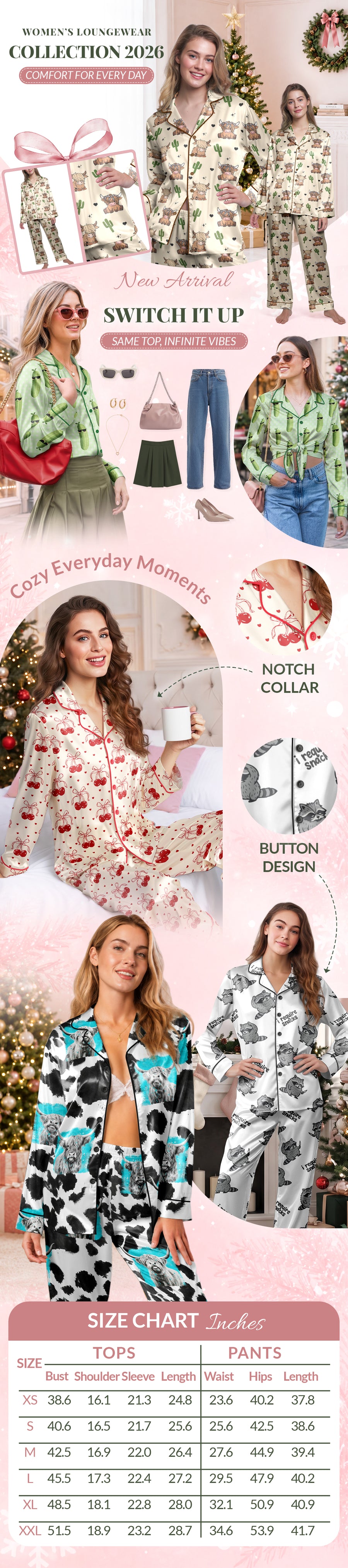 Bee Satin Pajamas for Women – Long Sleeve Pajama Set
