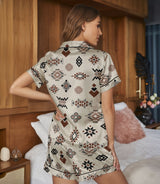 Boho Ethnic satin pajama set view 8