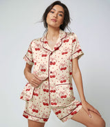 Cherry satin pajama set view 3
