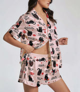 Cat satin pajama set view 4
