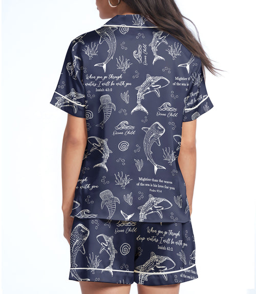 Whale satin pajama set view 2