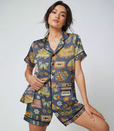 Hippie satin pajama set view 3