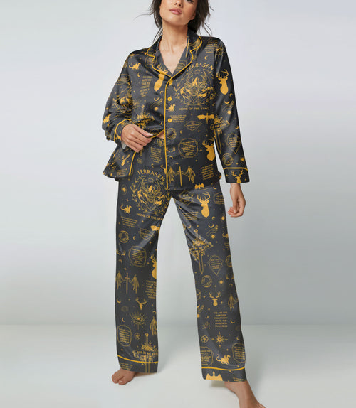 Bookish Fantasy Assassin satin pajama set view 2