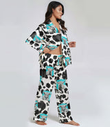 Cow satin pajama set view 3