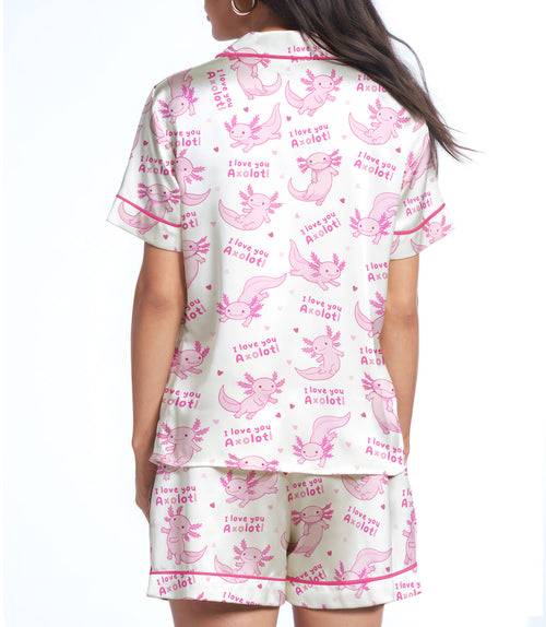 Axolotl satin pajama set view 2