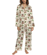 Highland Cow women's satin pajama set