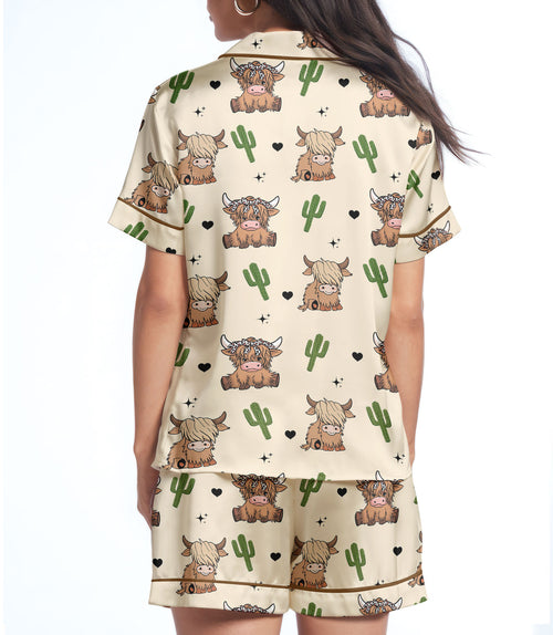 Highland Cow satin pajama set view 2