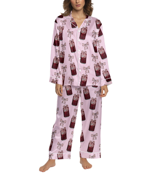 Cherry Soda Pop women's satin pajama set