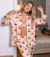 Cherry satin pajama set view 6