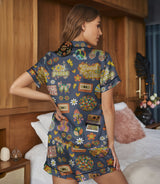 Hippie satin pajama set view 8