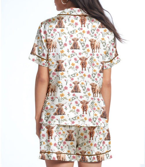 Cow satin pajama set view 2
