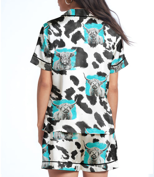 Highland Cow satin pajama set view 2
