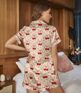 Cherry satin pajama set view 8