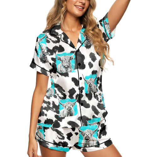 Cow women's satin pajama set