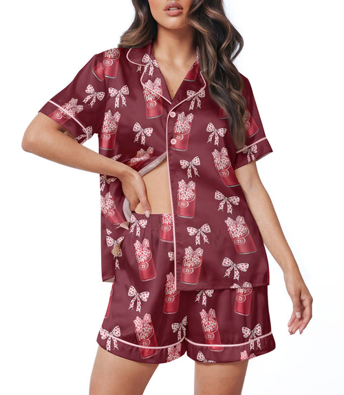 Cherry Soda Pop women's satin pajama set