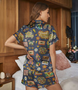 Hippie satin pajama set view 7