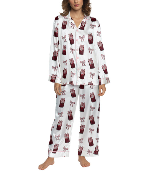 Cherry Soda Pop women's satin pajama set
