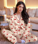 Cherry satin pajama set view 5