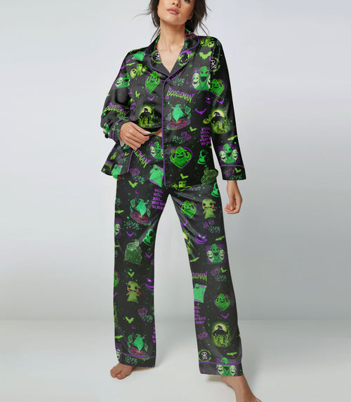 Spooky Christmas satin pajama set view 2
