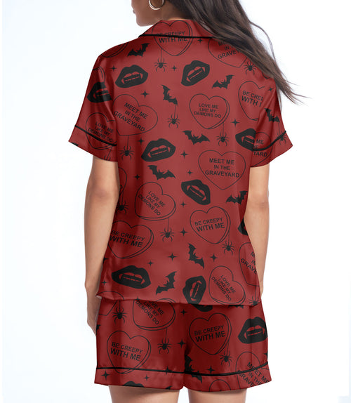 Conversation Hearts satin pajama set view 2