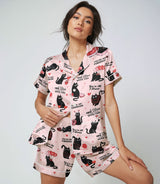 Cat satin pajama set view 3