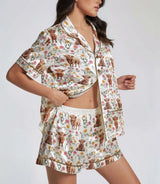Cow satin pajama set view 4