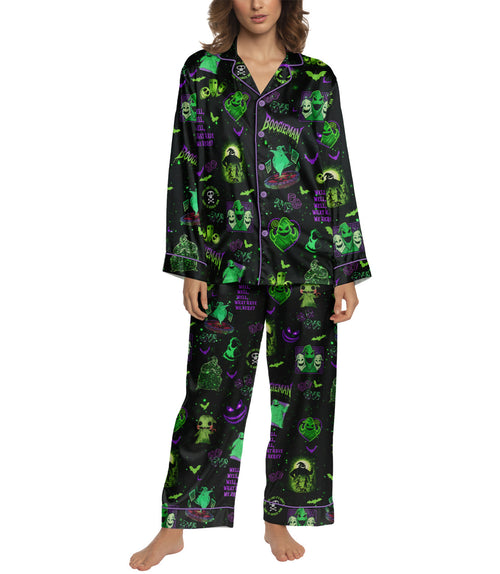 Spooky Christmas women's satin pajama set