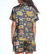 Hippie satin pajama set view 2