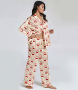 Cherry satin pajama set view 3