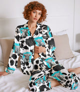 Cow satin pajama set view 7