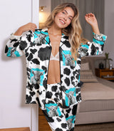Cow satin pajama set view 6
