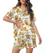 Highland Cow women's satin pajama set
