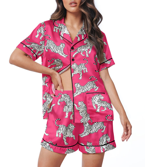Tiger women's satin pajama set