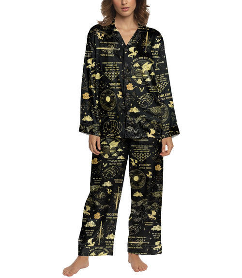 Winged Warrior women's satin pajama set