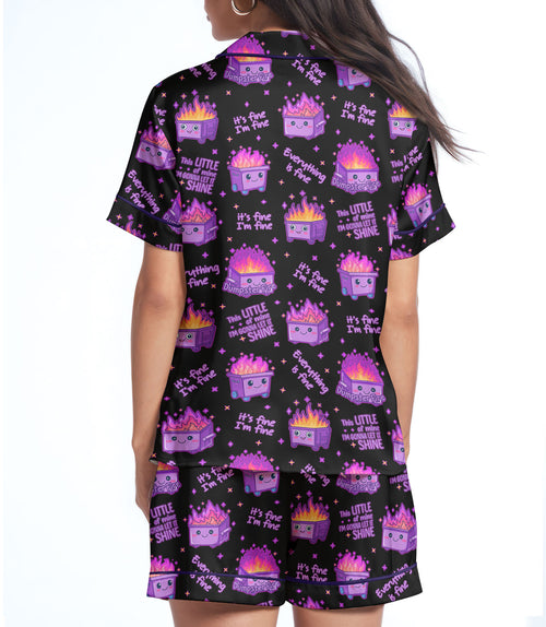 Dumpster Fire satin pajama set view 2