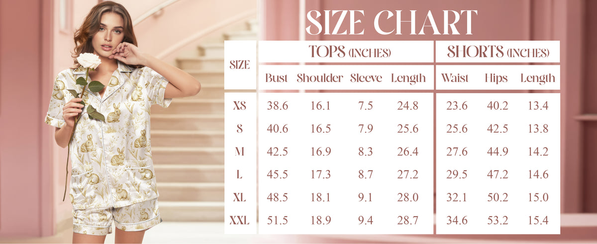 Size Chart — Short Satin Pajamas